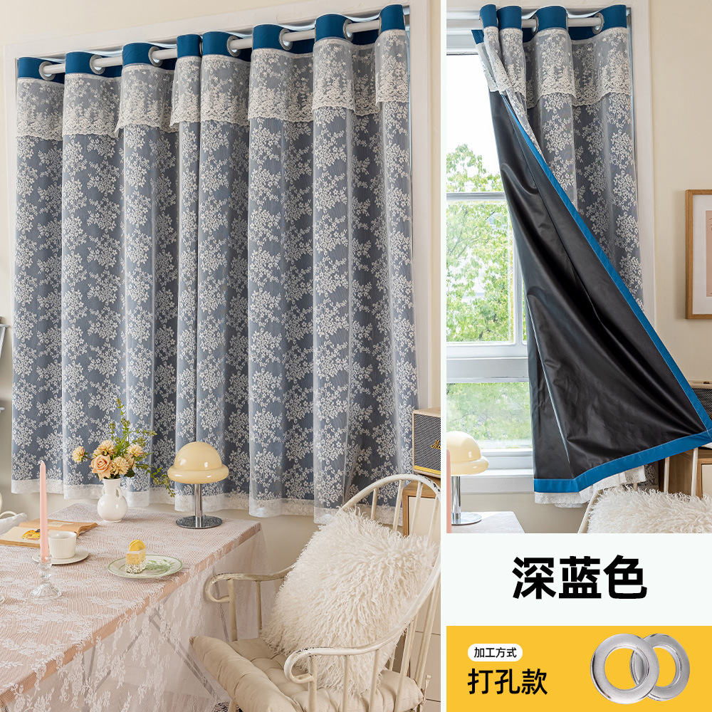 全遮光二重糸付きカーテンの完成品布はカーテンの寝室の窓を遮ります。