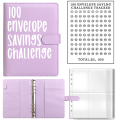 100EnvelopeChallengeカップル100日チャレンジ贮金贮蓄本予算バインダーブック