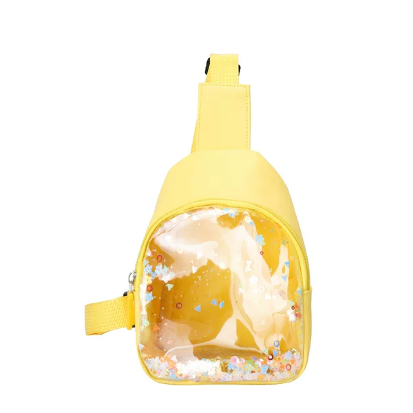 Children's Chest Bag 2024 New Children's Bag Girls Fashion Sequin Quicksand Princess Bag Wave Pu Bright Color Shoulder Bag