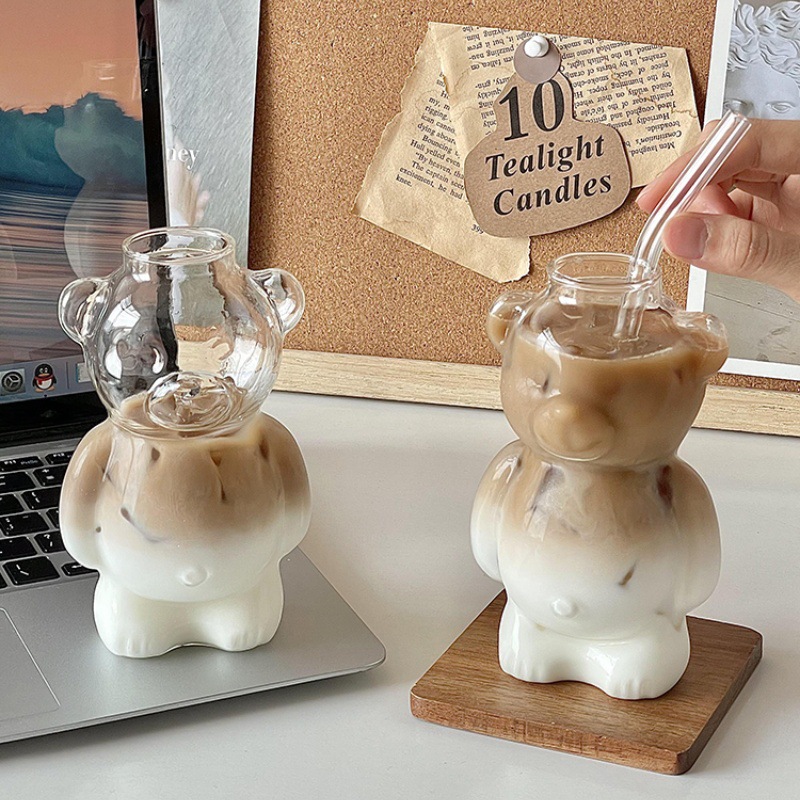 Tazza da tè al latte, caffè, succo di frutta, latte macchiato, caffè, succo di frutta, design creativo con orso, di alta qualità, personalizzata, con cartone animato._voghion.com