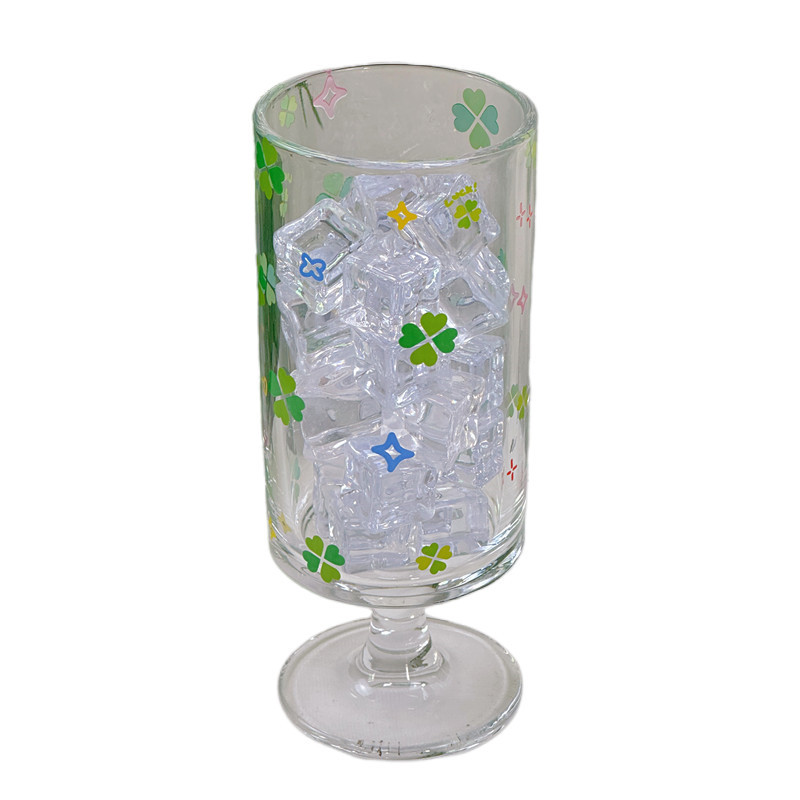 Warm Porcelain Four-leaf Clover Tall Glass Coffee High-Value Home Cold Drink Cup, 2025 New Summer Cup_voghion.com