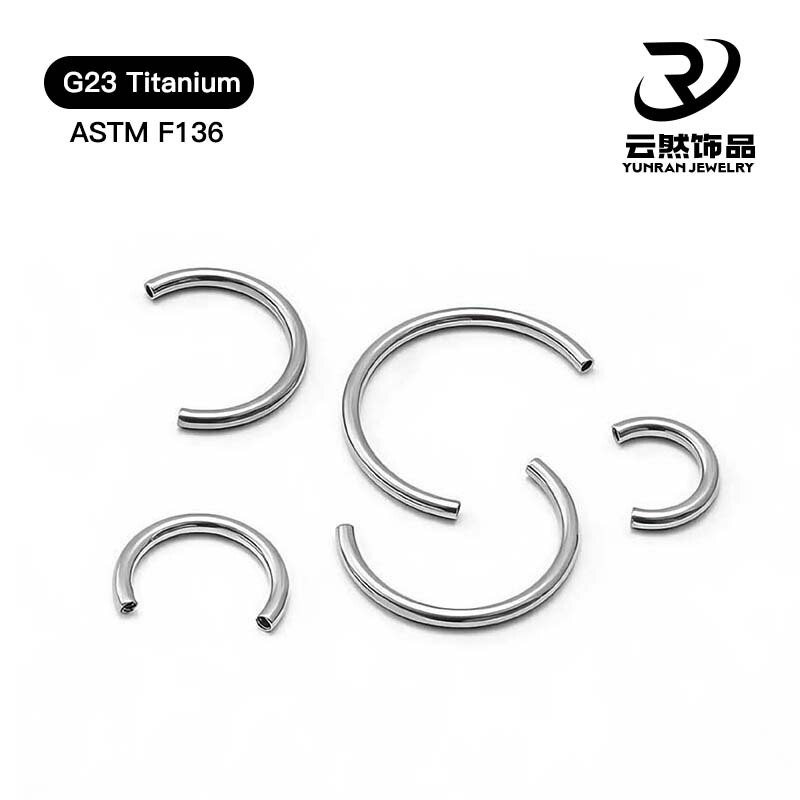 F136 Titanium Alloy Earrings Two-Way C-Shaped Horseshoe Ring G23 Earlobe Ear Bone Piercing Jewelry DIY Accessories