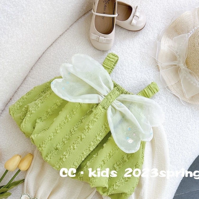 Girls Summer Set 2023 New Korean Style Baby Girl Fashionable Strappy Top Cute and Trendy Children's Clothing