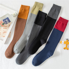 襪子女小腿襪網拼街JK日中長筒襪撞色及膝堆堆少女學生潮純-棉春