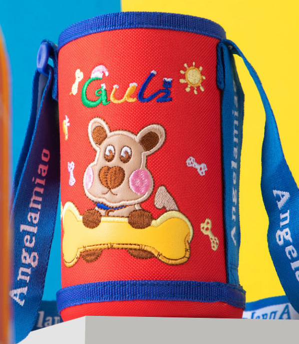 Cartoon genuine glass, children's bag strap, protective case, with embroidery