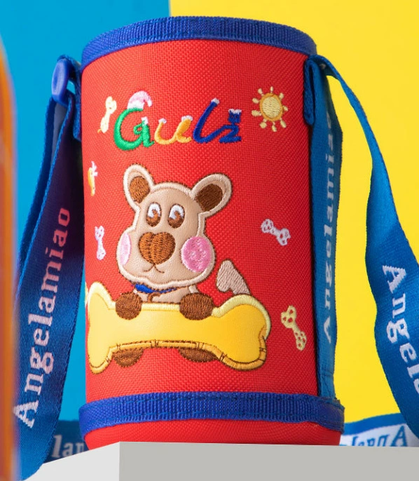 Cartoon genuine glass, children's bag strap, protective case, with embroidery