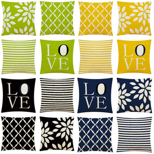 Amazon Cross-border New Multicolor suit Geometric Home Cotton and Linen Pillow Case Car Pillow Sofa Pillow Cushion