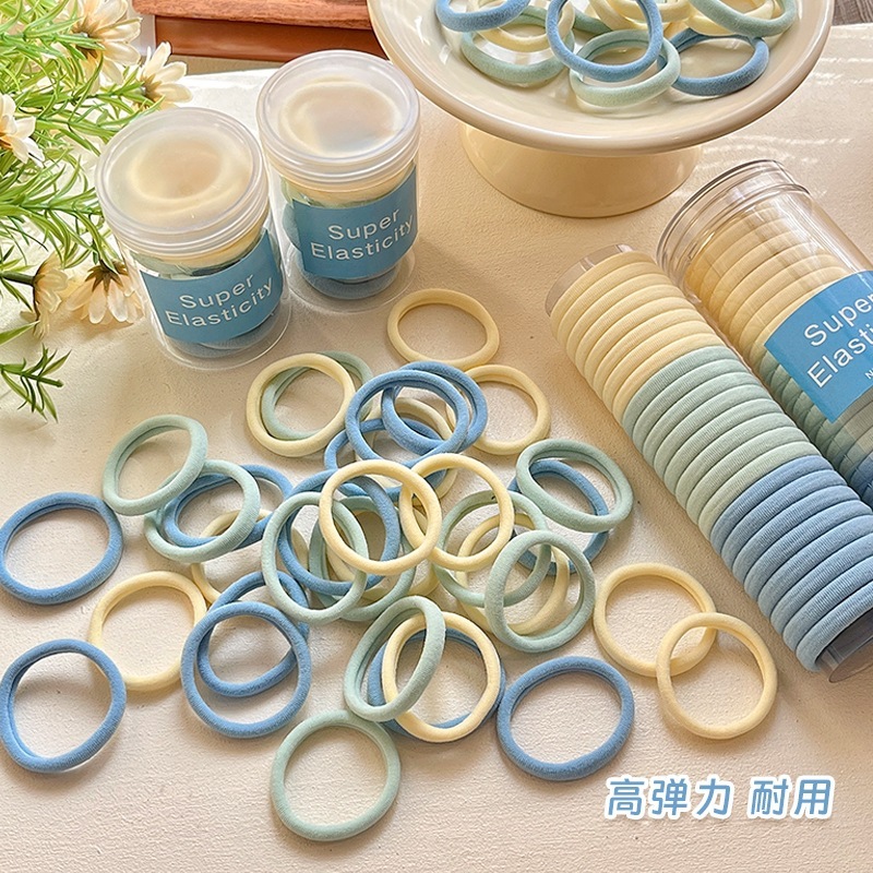 シーソルトブルー~韓国風インスタイルシンプルシームレスヘアロープカラフルヘアリング高弾性ヘッドロープハイポニーテールゴムバンド|undefined