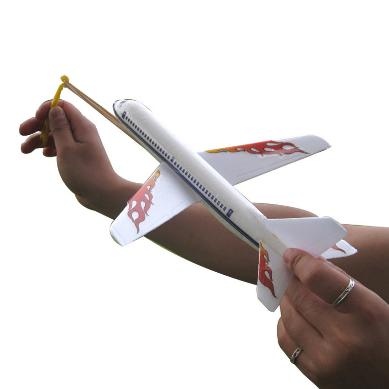 Students Study Outdoor Free Flight DIY Rubber Band-Powered Glider Model Airplane Fighter Jet Flight