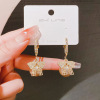 Design fashionable earrings with bow from pearl, silver 925 sample, internet celebrity, trend of season