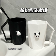 パチャドッグウォッシュカップ、見栄えの良いキュートな歯磨きカップ、学生カップル寮家庭用プラスチック歯ブラシカップ、落下防止