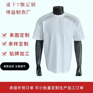 速干冰丝凉感T恤男夏季运动网眼拼接领口透气短袖爆肌口粮半袖