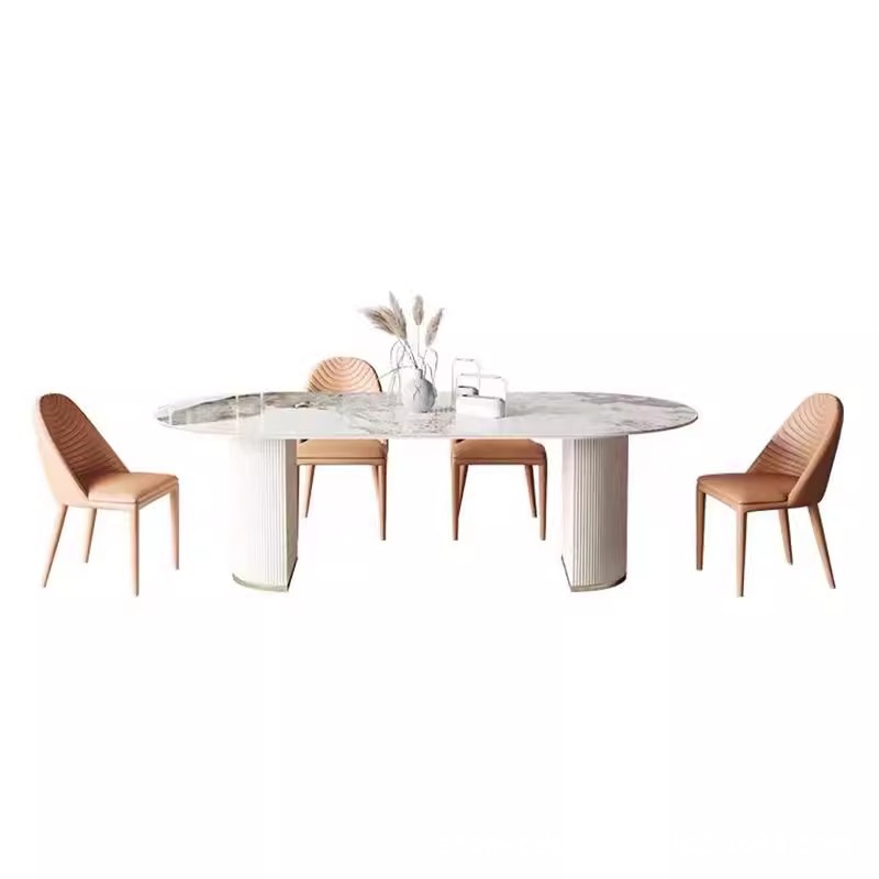 Mesa de comedor de tabla de roca nórdica moderna y simple sala de estar pequeña mesa de comedor de estilo italiano de la isla media
