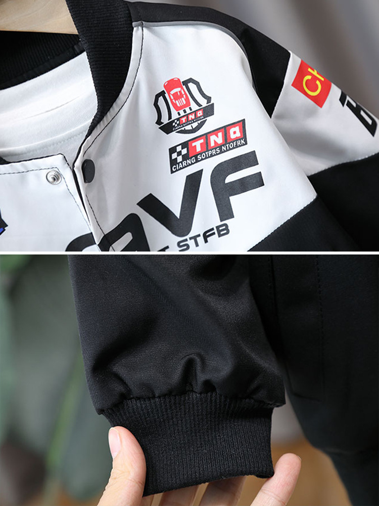 5873 Traje de motocicleta de otoño para niños 2024 Nuevo estilo Chaqueta de calle frita de moda para niños Traje de béisbol de primavera y otoño para niños