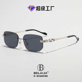 方形无框墨镜时尚潮流太阳镜开车大牌男女眼镜跨境批发爆款pc时尚