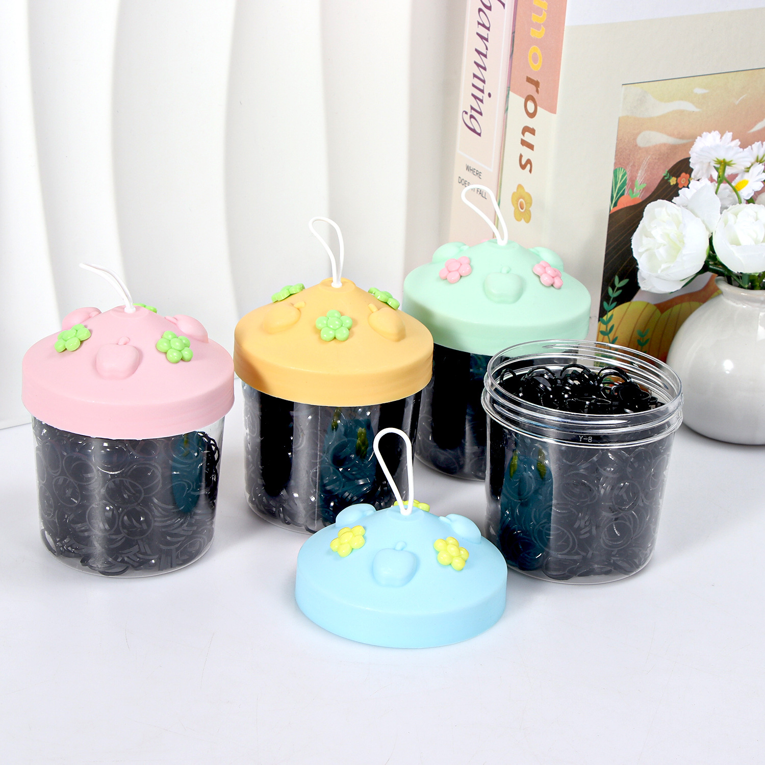 Banda de goma negra para niños, alto valor elástico, duradero, lazo para el cabello, no daña el cabello, anillo para el cabello de goma, accesorios para la cuerda para la cabeza, puesto