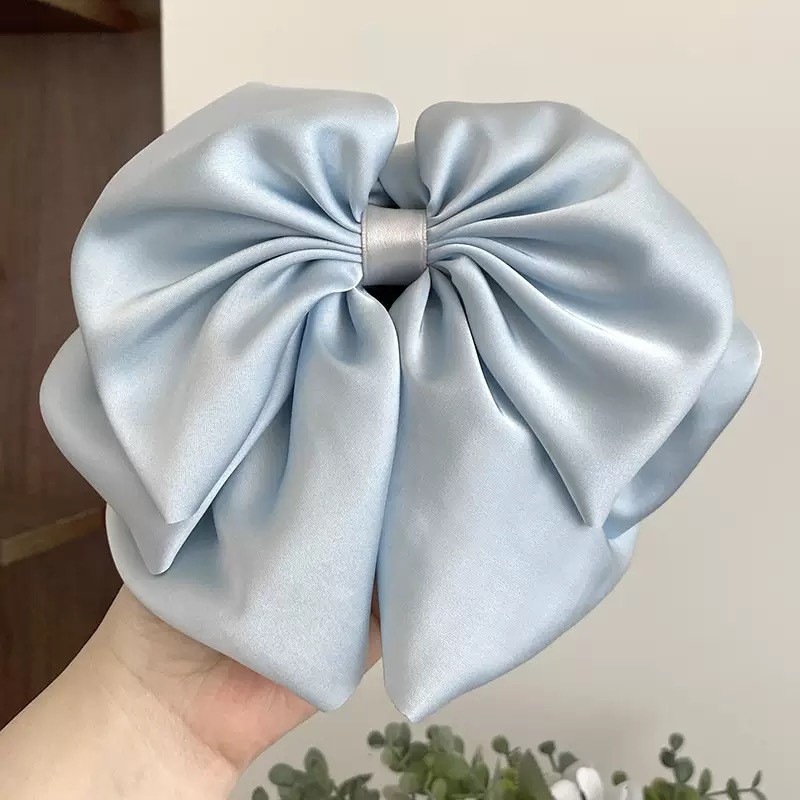 Satín de alta sensación, arco negro grande, clip de tiburón, toque de cabeza, clip de nube, clip de agarre, clip de cabello, tarjeta de cabello de mujer