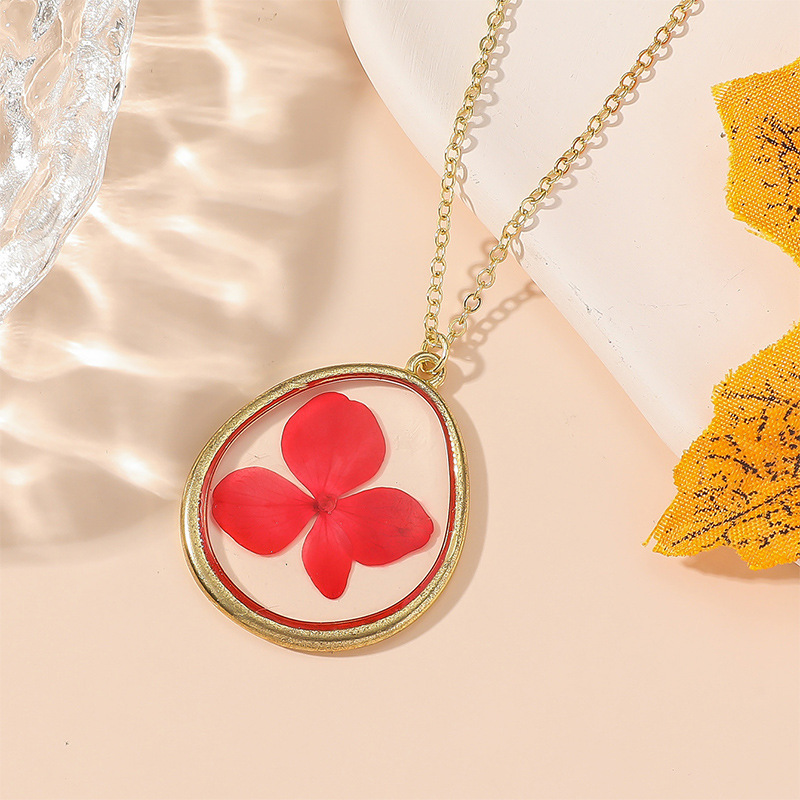 Fairy Style Dried Flower Alloy Cable Chain Pendant Necklaces Wholesale display picture 3