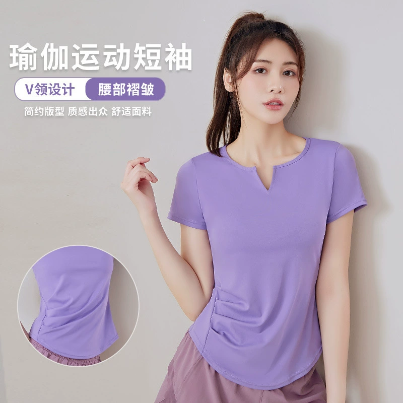 Juyitang летние женские однотонные однотонные шорты с v-образным вырезом для похудения, свободные для бега, фитнеса, спорта, с короткими рукавами