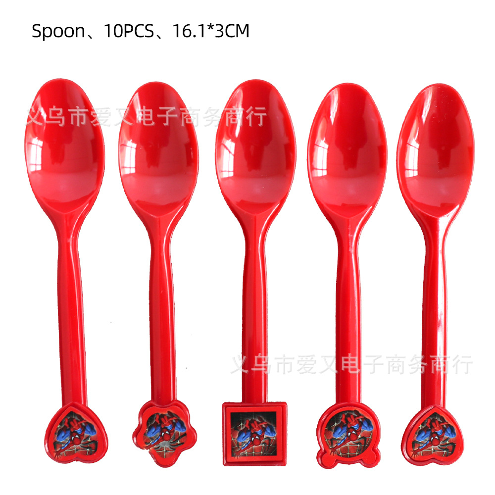 El hombre araña rojo Tema de cumpleaños plato de papel taza de papel cuchillo de tejido tenedor cuchara decoración del partido vajilla traje suministros