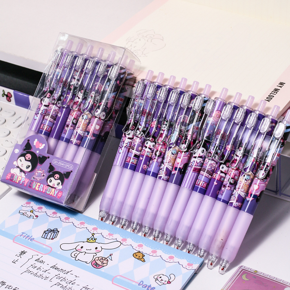 Cute postre fiesta 12 bolígrafos de caja de dibujos animados perros metal bolígrafo neutro bolígrafo de firma ST negro