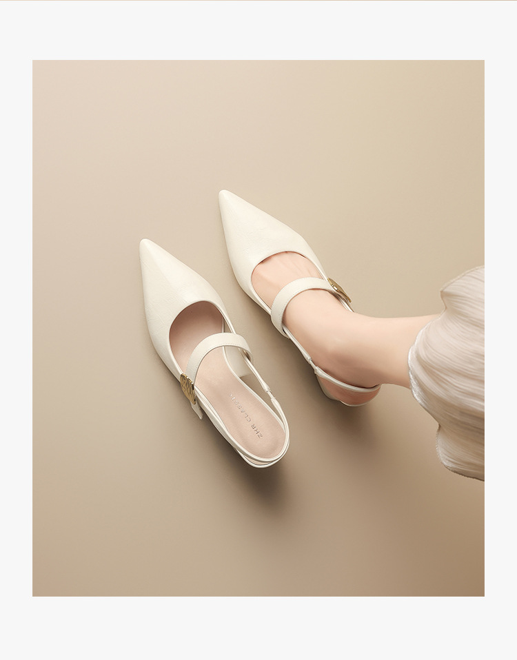Sandal nữ mũi hở gót thấp kiểu Pháp thanh lịch — Rượu sâm banh NM26 chi tiết 12