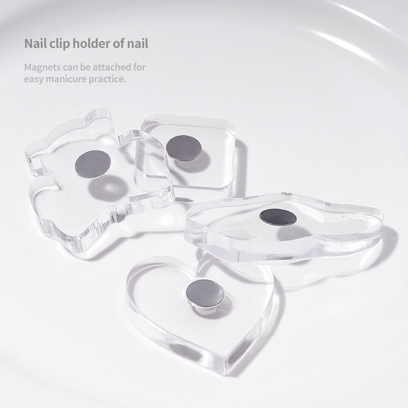 Nail transparent acrylic practice chess base nail holder thickened high transparent magnetic cloud nail sheet display stand suit