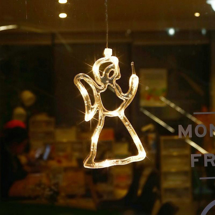 LED decoración de Navidad lámpara de succión muñeco de nieve árbol de Navidad lámpara de la batería ins viento ventana diseño caja de la batería forma lámpara colgante