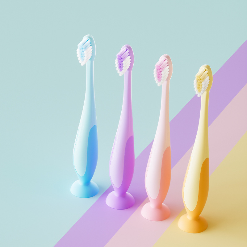 Baby Soft-Bristled Toothbrush 2-12 Tooth Protection Deciduous Teeth Tumbler Kidsren's Mother and Baby Single Toothbrush Can Be Wholesale with Logo Printed