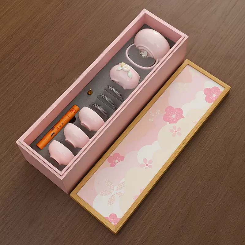 香识有味粉色手捏花茶具套装小清新下午茶茶具带吸水干泡盘