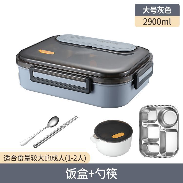 caja de almuerzo de acero inoxidable con cubierta aislamiento térmico para trabajadores de oficina adultos con microondas para estudiantes de gran capacidad de divisoria de comedor con caja de almuerzo