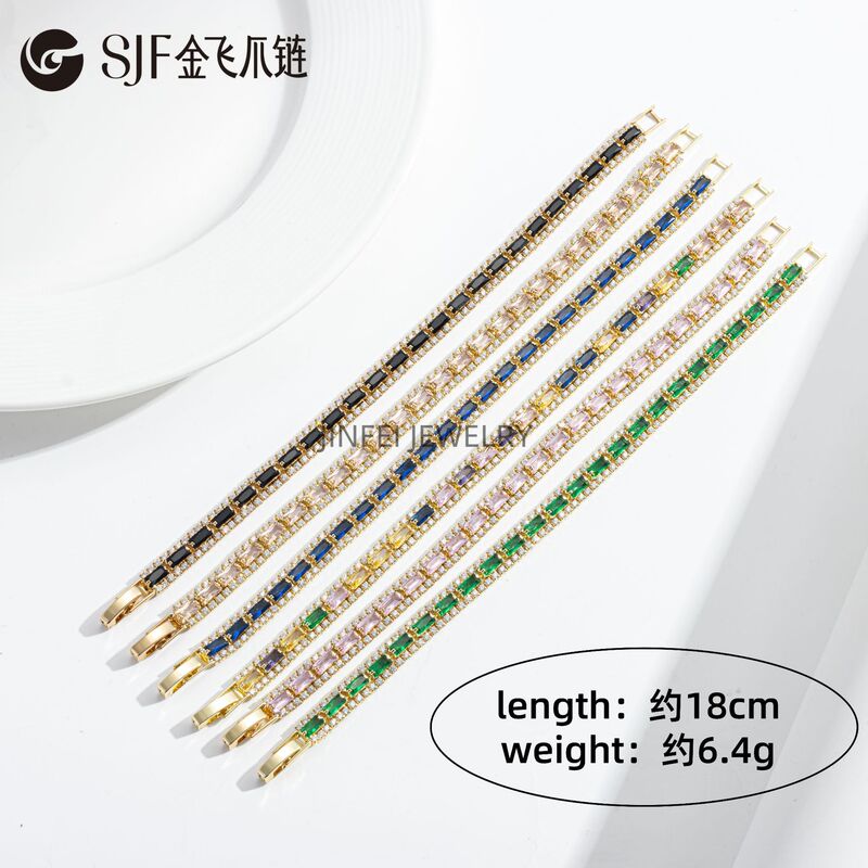 Cross-border Fashion European and American Tennis Chain Bracelet Men's and Women's Fashion Explosions Hot Selling Champagne Color Three Row Zircon Bracelet Jewelry