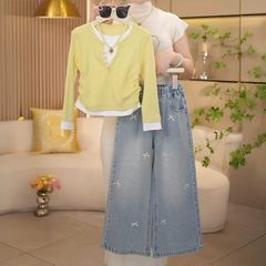 品質オリジナル大量現物ニット偽ジーンズ2枚セット