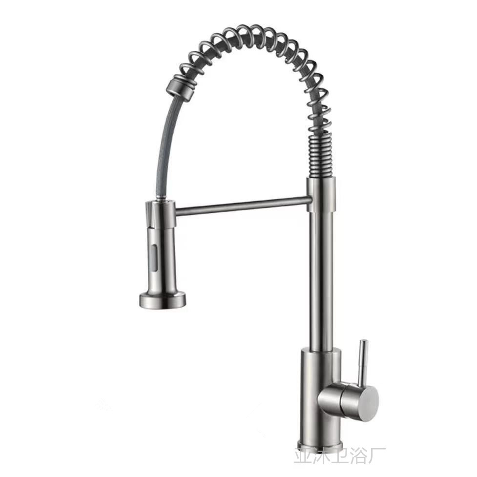 Grifo de cocina de acero inoxidable con muelle y doble salida – grifo extraíble giratorio 360°