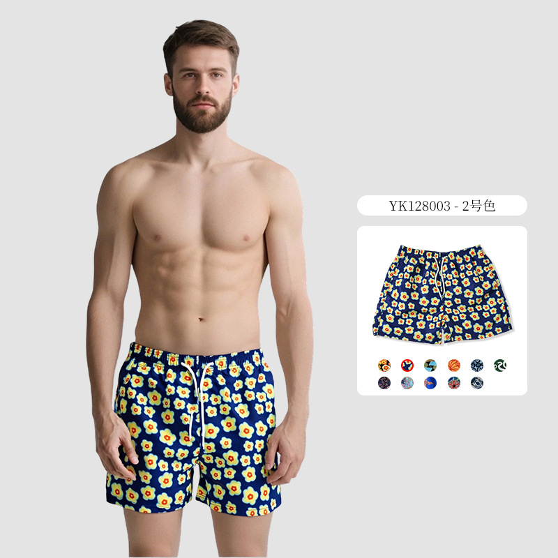 Pantalones de cuatro puntos con estampado de piel de melocotón para hombre de verano Pantalones de baño casuales de tamaño europeo Pantalones de playa de vacaciones de surf de secado rápido