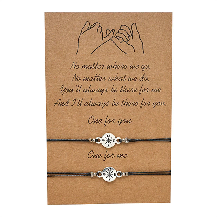 Cross Border Hot Sale Compass Bracelet Matching Promise Distance Relationship Bracelet Couple Bracelet