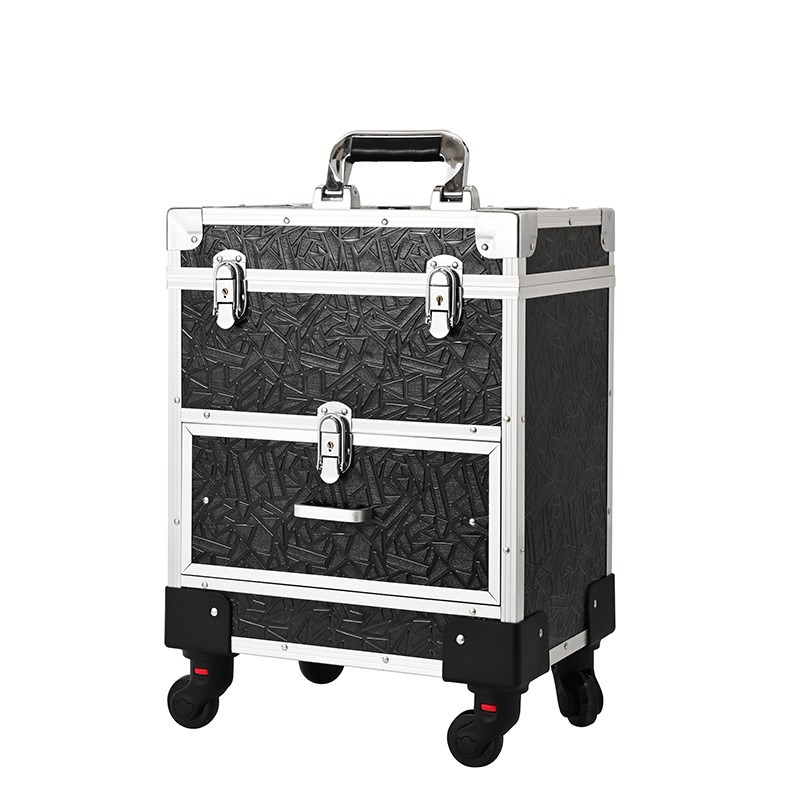 Caja de maquillaje multifuncional con espejo con lámpara portátil de gran capacidad caja de herramientas de maquillaje caja de almacenamiento de manicuras de mercado nocturno