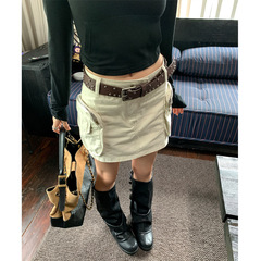 槿一 辣妹宿命感/绝美穿搭复古工装短裙子女低腰a字半身裙纯欲风