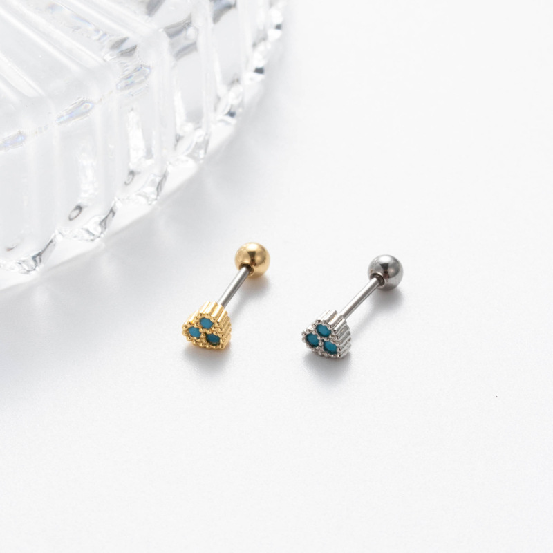 1 Piece Quantity Daily Occasion Copper Material 1 Piece Copper Zircon Ear Cartilage Rings & Studs Moon Crown Butterfly Waterproof Non Tarnish Surgical Steel Women'S