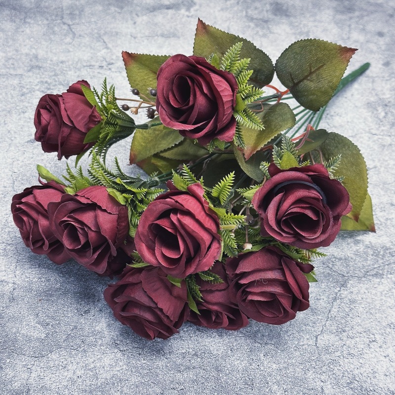 Ramo de peonías artificiales de otoño, decoración para bodas en casa, accesorios de fotografía de rosas hechos a mano, venta al por mayor de flores artificiales.