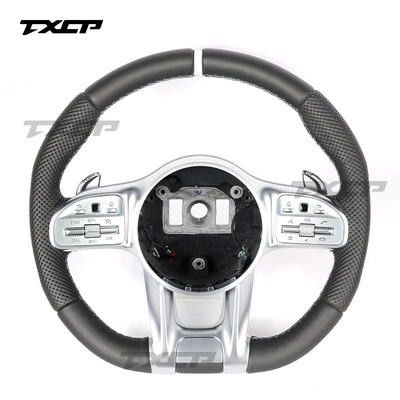 Suitable for Mercedes-Benz W206W205W204 W211 AMG GT GLE CLA upgraded leather car steering wheel (Steering wheel) - full-leather-model