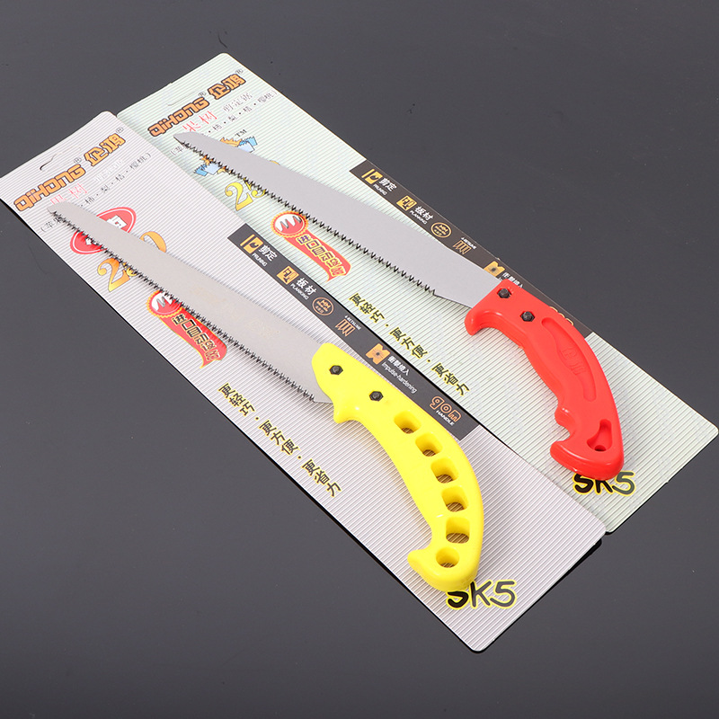 Qihong waist saw, hand saw, fine medium tooth saw, woodworking hand saw, SK5 orange yellow handle, garden pruning