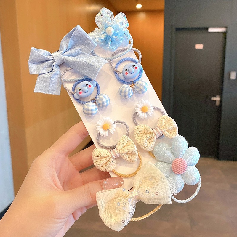 Banda de goma para niños cuerda de pelo para bebés tela para niñas arco de flores no duele accesorios para el cabello banda de pelo lindo Tocado de cola de caballo