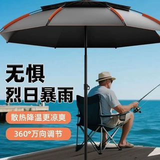 户外钓鱼专用伞拐杖大钓伞万向垂钓伞防暴雨遮阳伞防晒加厚摆摊伞