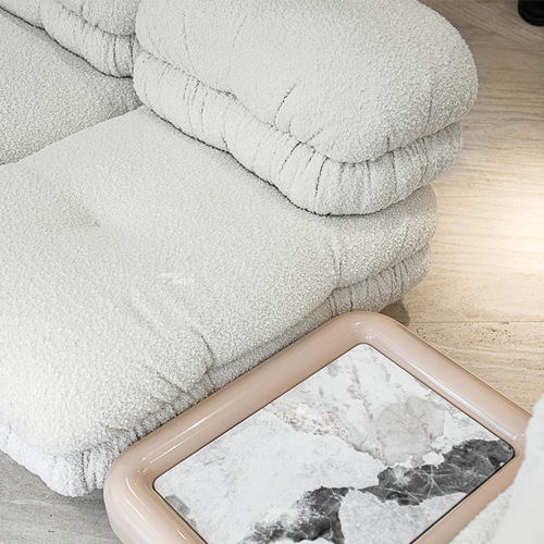 Italian Minimalist Modular Desert Modern Light Single Lamb Wool Sofa, Nordic Wabi-Sabi Style, Ancient Homestay Sofa