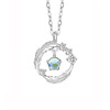 Metal cute advanced necklace, moonstone, light luxury style, high-quality style, Birthday gift