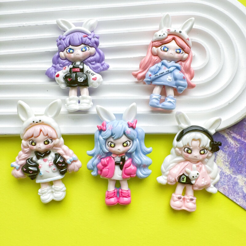 Cardora Girl Cartoon Bright Handmade DIY Cream Glue Resin Accessories Refrigerator Sticker Hairpin Jewelry Material