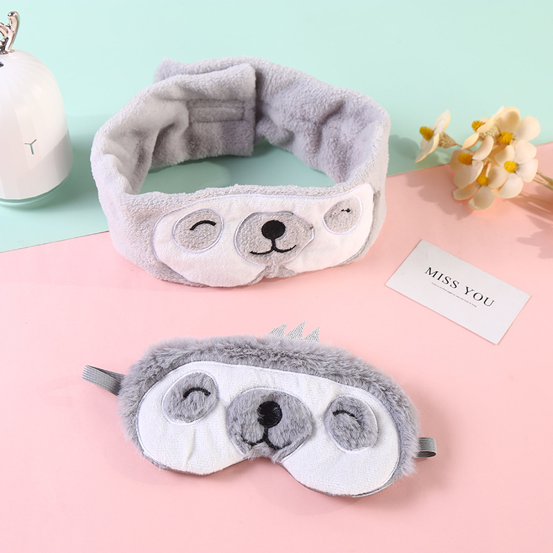Sloth 3D Light-Blocking Sleep Eye Mask Cute Cartoon Wash and Makeup Headband Non-Slip Headband Full Blackout