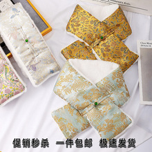 宋锦绸缎双层兔毛加厚款围巾防风保暖国风中式女款好品质长巾围脖