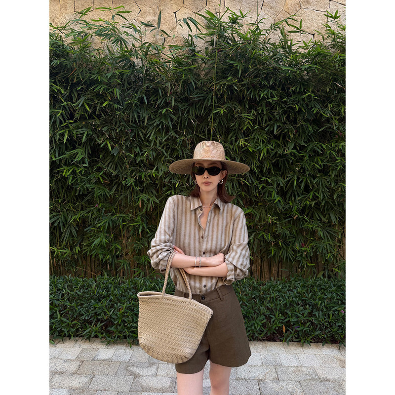 Codena 100 Linen Striped Classic Versatile Shirt Urban Old Money Style Simple Long-Sleeve Elegant Casual Top Codena 100 Linen Striped Classic Versatile Shirt Urban Old Money Style Simple Long-Sleeve Elegant Casual Top
